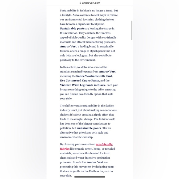 Amour Vert- high waisted wide leg pant 100% organic cotton navy blue sustainable - Picture 11 of 16